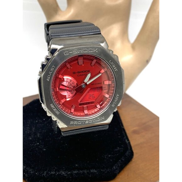 Casio G-Shock Men's Watch GM2100B Quartz Red Dial Black 44mm Analog Digital 5611 - Picture 13 of 14